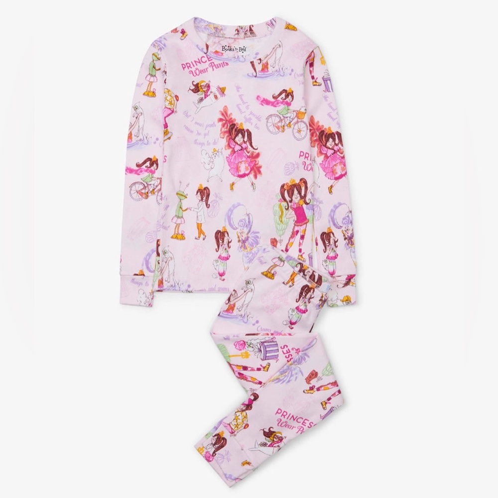 Kids Books to bed - princesses wear pants pajamas- size 7